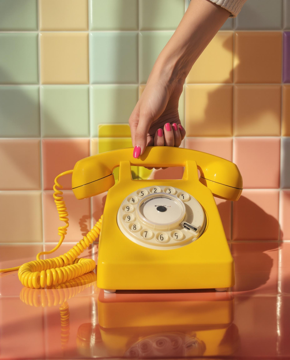 Retro yellow telephone
